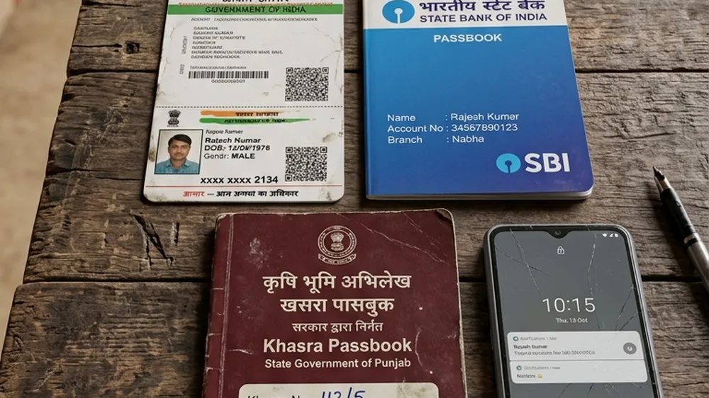 धान खरीद के लिए आवश्यक दस्तावेज आधार कार्ड खसरा पासबुक